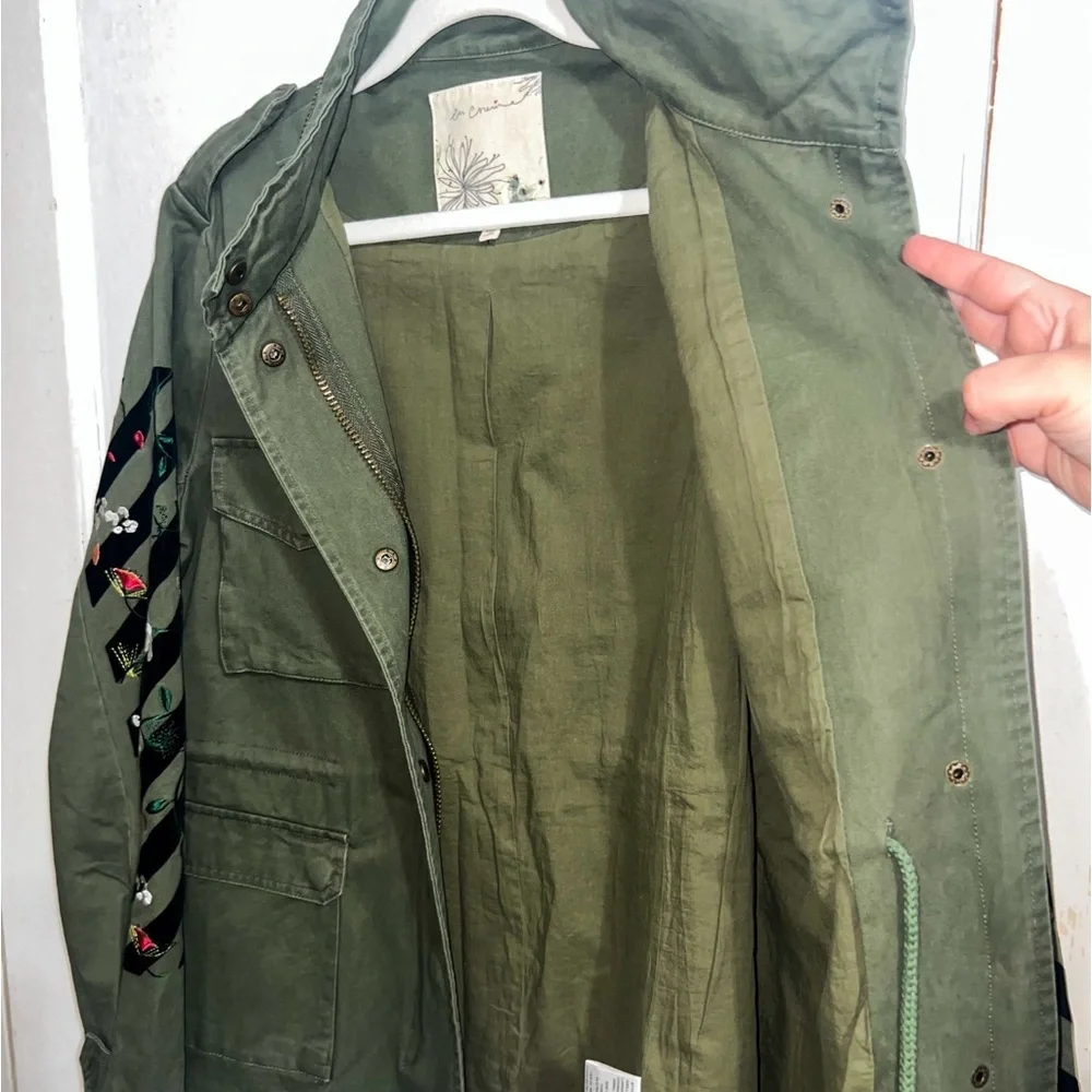 En Creme Womens Embroidery Military Jacket - Olive, Size M - Picture 8 of 12
